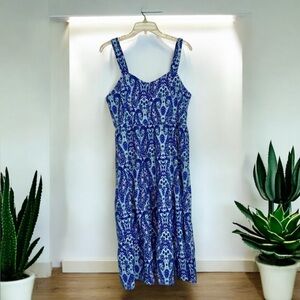 S72 Simply Southern Blue and White Paisley Tiered Midi Dress